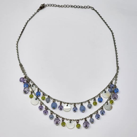 Layered Beaded Mother of Pearl Necklace - Picture 2 of 3